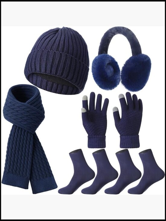 6 Pcs Winter Warm Set: Beanie, Touchscreen Gloves, Scarf  display picture 1